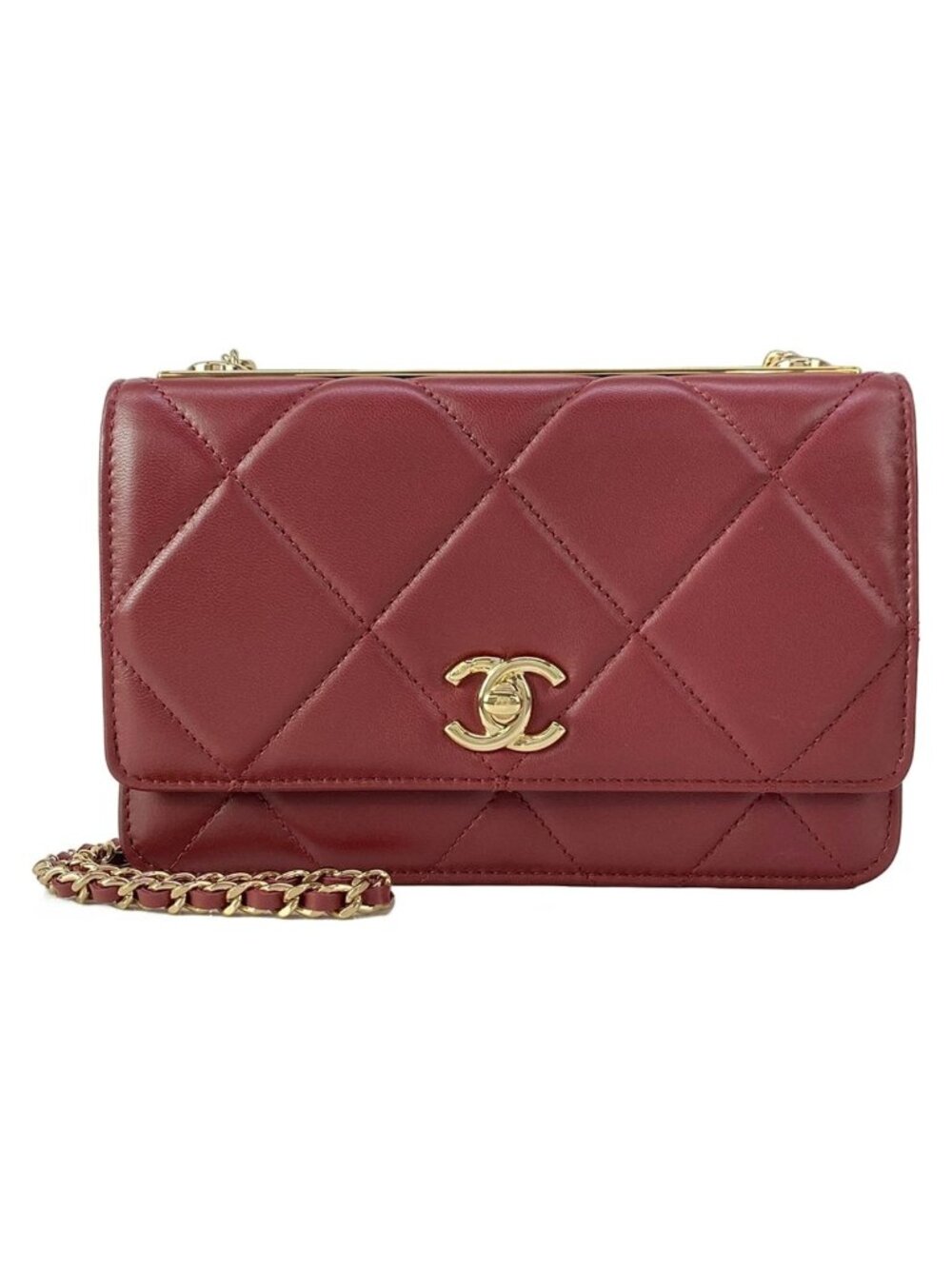 Chanel Wallet Quilted Trendy CC Bordeaux Chain Gold Lambskin Shoulder Bag